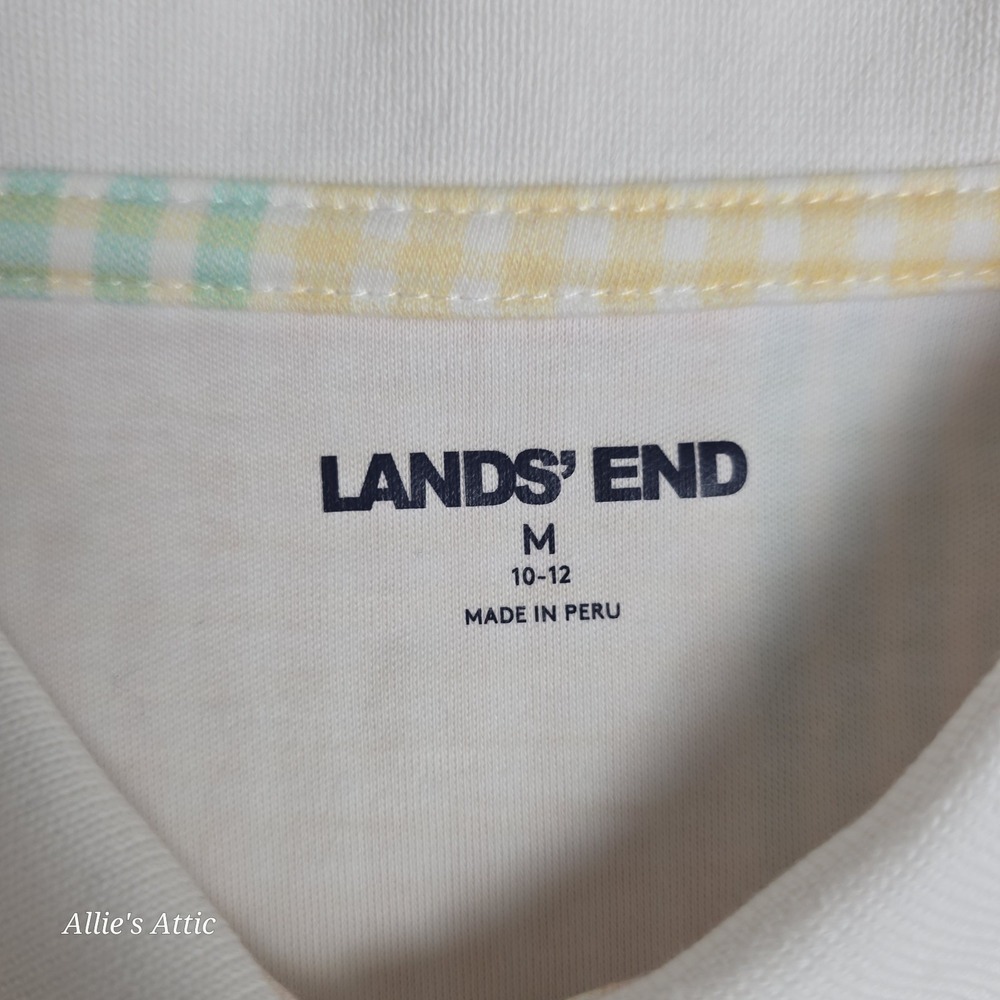 Lands End Womens Button Up Shirt Polo Collar Rainbow Plaid 100% Cotton Medium - Picture 5 of 6